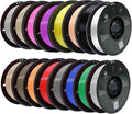PLA 3D Printer Filament Bundle, Dimensional Accuracy +/- 0.02 mm, 16 x 1 kg Spool(35.2lbs), 1.75 mm，Black White Grey Red Green Blue Yellow Purple Silver Transparent Pink Orange Wood Brown by ABCWavePrint