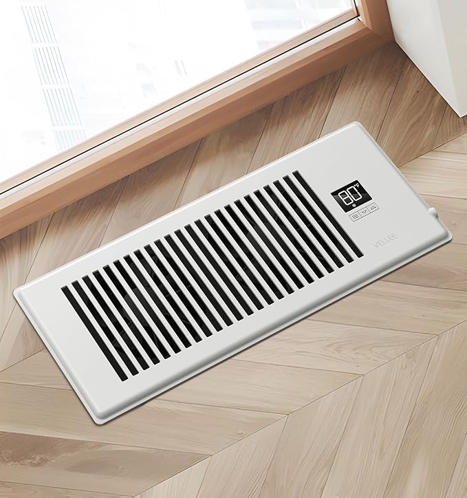 VELLEE Quiet Register Booster Fan Fits 4" x 12" (DUCT OPENING CUTOUT), 10-Speed Smart Heating Cooling AC Vent Booster Fan w/Remote Control & Thermostat Control (White) - Corded - Image 7
