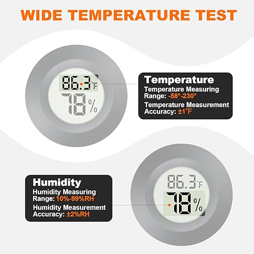 2 Pack Hygrometer Thermometer Mini Digital LCD Monitor Indoor/Outdoor Humidity Meter Gauge Temperature for Humidifiers Dehumidifiers Greenhouse Reptile Humidor Fahrenheit/Celsius(℉/℃) by QPEUIM - Image 3