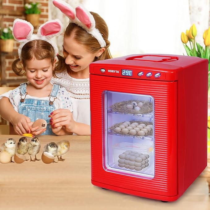 RYFT Incubators for Hatching Eggs, 25L Portable Reptile Scientific Lab Incubator with 5°C-60°C, 12V/110V Heating and Cooling for Small Reptiles (Red) - Image 7