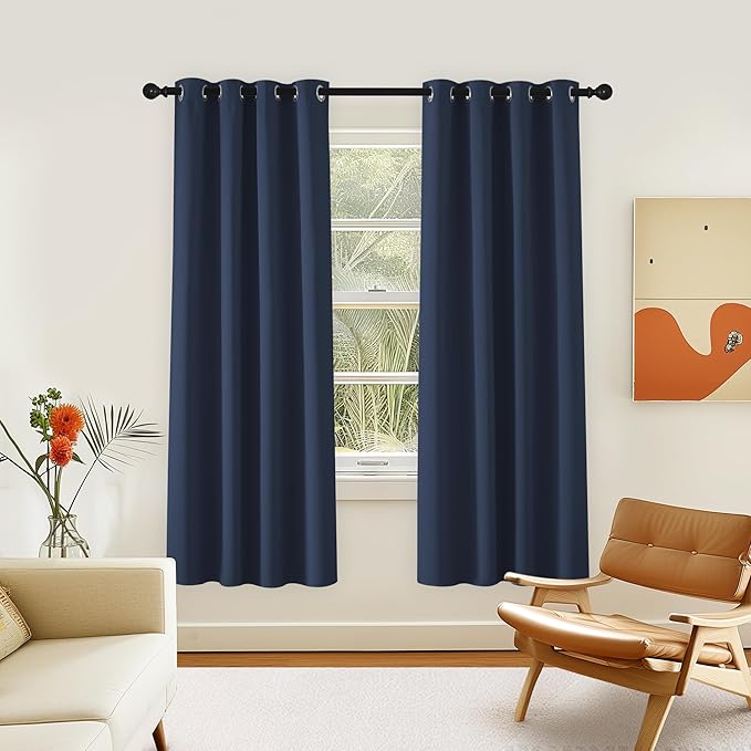 NICETOWN Navy Blue Blackout Bedroom Window Curtain, Grommet Privacy Window Treatment Energy Saving Thermal Insulated Room Darkening for Boys Room, 1 Panel, W46 x L72 by NICETOWN