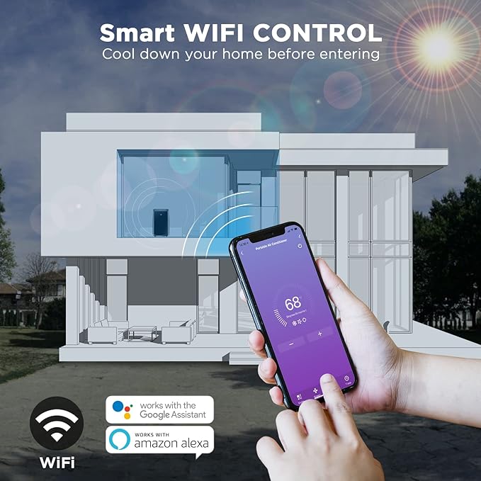 TURBRO 14,000 BTU Smart WiFi Portable Air Conditioner, Cooling up to 600 Sq Ft, 3 in 1 Functions, with Remote, Supports Alexa Control, Greenland - Image 3