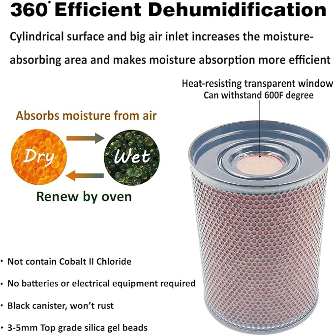 Gun Safe Dehumidifier 300g - Silica Gel Desiccant Canister, Moisture Absorber for Gun Cabinets & Safes, Protect 80 Cubic Feet, Black - Image 3
