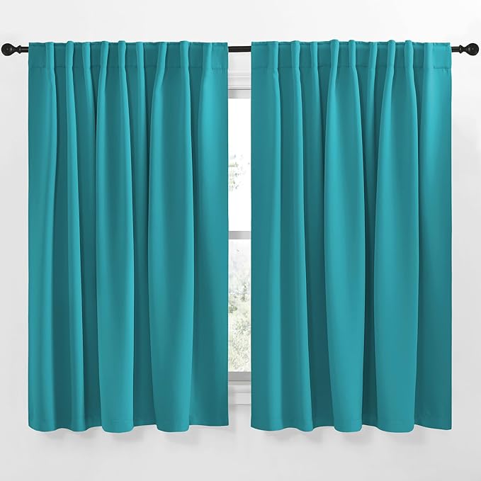 NICETOWN Blackout Curtain Panels Window Draperies - (Peacock Teal Color) 70x63 inch, 2 Pieces, Insulating Room Darkening Blackout Drapes for Bedroom by NICETOWN