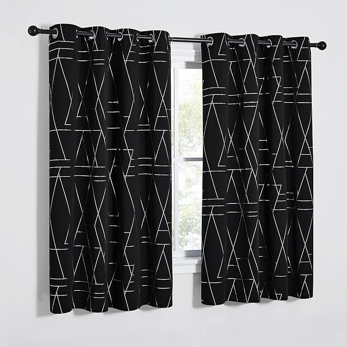 NICETOWN Blackout Curtains for Living Room - Foil Printed Shiny Stripes Pattern Thermal Insulated Blackout Drapes for Bedroom Kitchen Loft Cafe Window (2 Panels, 52" Wide by 63" Long) by NICETOWN