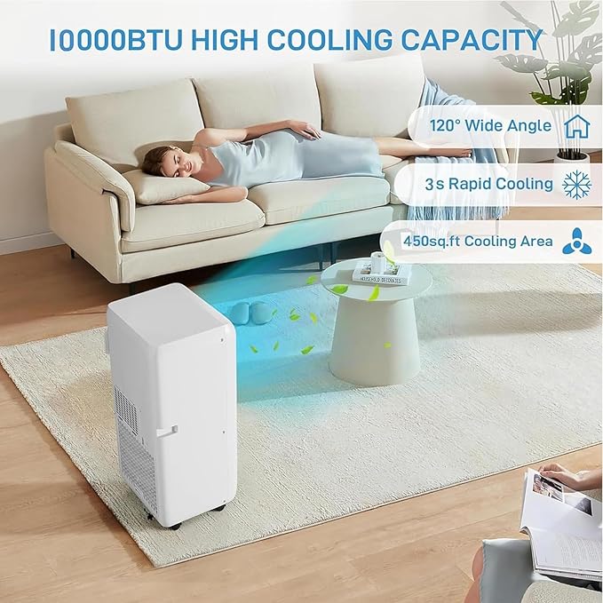 GarveeHome Portable Air Conditioner, 10,000 BTU Quiet AC for Bedroom, Ventless Design with Auto Evaporation, 3 in-1 Cooling/Dehumidifier/Fan, Portable Room Air Conditioner. - Image 2