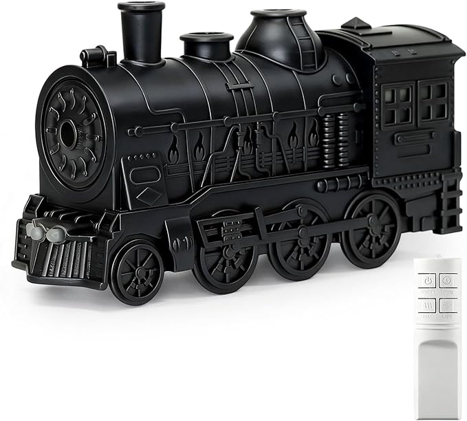 Train Diffuser 300ML Essential Oil Diffuser Cool Mist Humidifier Aroma Diffuser,2 Color Light 2 Mist Modes,3-in-1 Vintage Steam Train Diffuser Humidifier with Remote Control,Home Decor & Gift (Black) by Unknown