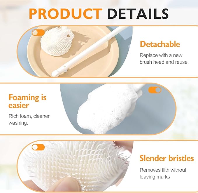 360° Flexible Silicone Bottle Brush with Long Handle, 2025 New Bottle Cleaning Brush, Deep Cleaning Brush for Narrow Neck Bottles, Water Bottles, Baby Bottles, Flasks Soft Bottle Brush (2PC) - Image 5