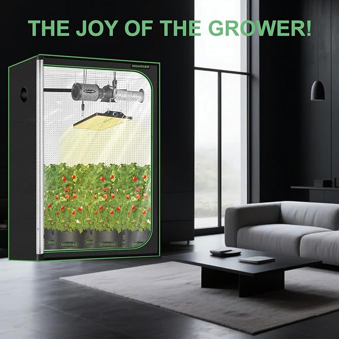 MELONFARM 4x2 Grow Tent, 48"x24"x60" Double Transparent Viewing Door Indoor Grow Tent, Growing Tent with High Reflective Mylar & Floor Tray, Plant Tent for Indoor Hydroponics Growing - Image 7