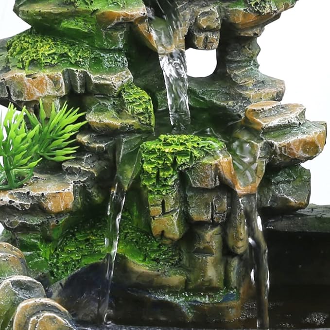 Tabletop Fountain, Atomizing Desktop Humidifier with Rockery & Bonsai, Zen Meditation Indoor Relaxation Waterfall Feature, Illuminated Waterfall Fountain Indoor for Home Office Bedroom Desk Decor - Image 4