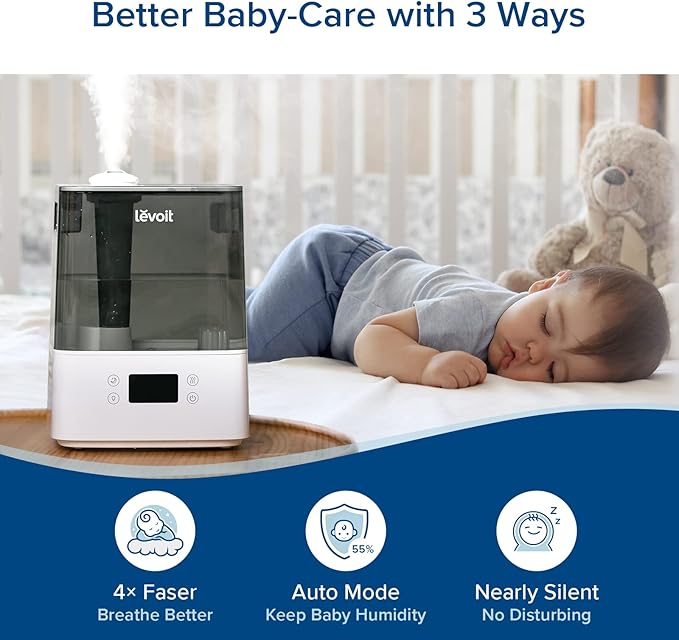 LEVOIT Humidifiers for Bedroom Large Room Home, (6L) Cool Mist Top Fill Essential Oil Diffuser for Baby & Plants, Smart App & Voice Control, Rapid Humidification & Auto Mode - Quiet Sleep Mode, Gray - Image 7