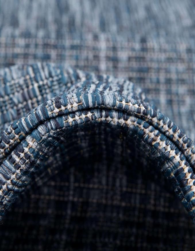 Unique Loom Outdoor Solid Collection Area Rug (5' 3" x 7' 1" Rectangle Blue/Navy Blue) - Image 7