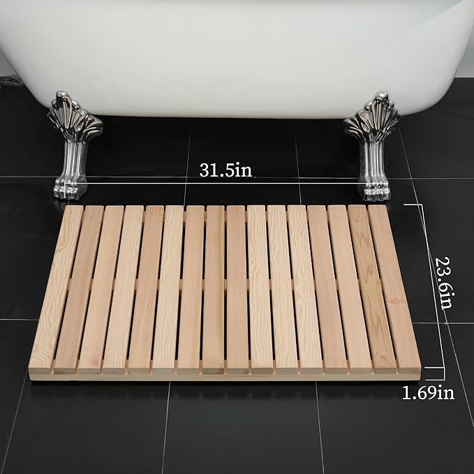 bingaai Cedar Wood Shower Mat, Cedar Wooden Bath Mats, Wood Bath Mat 31.5 × 23.6 in, Shower Stall Mat Non-Slip for Bathroom Bathtub Spa Sauna Garden Home, Wooden Floor Mat Large for Indoor and Outdoor - Image 6