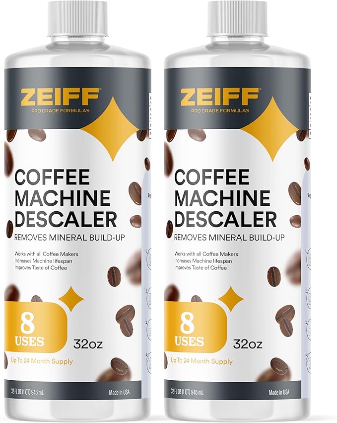 Coffee Machine Descaler - 32oz (8 Uses) - Compatible with Nespresso, Breville, Delonghi, Keurig Descaling Solution for Coffee Maker Cleaner and Descaler - Coffee and Espresso Machine Descaler by Zeiff