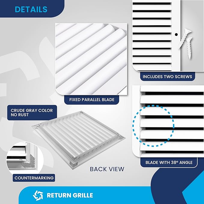 8x8 Inch (Duct Opening) Air Return Vent Cover Decorative – Premium Aluminum AC Vent Cover for Ceiling & Wall, Rustproof Grille, Ideal for Home HVAC Grille, Durable & Easy to Install by ACLAMINAIRE - Image 9