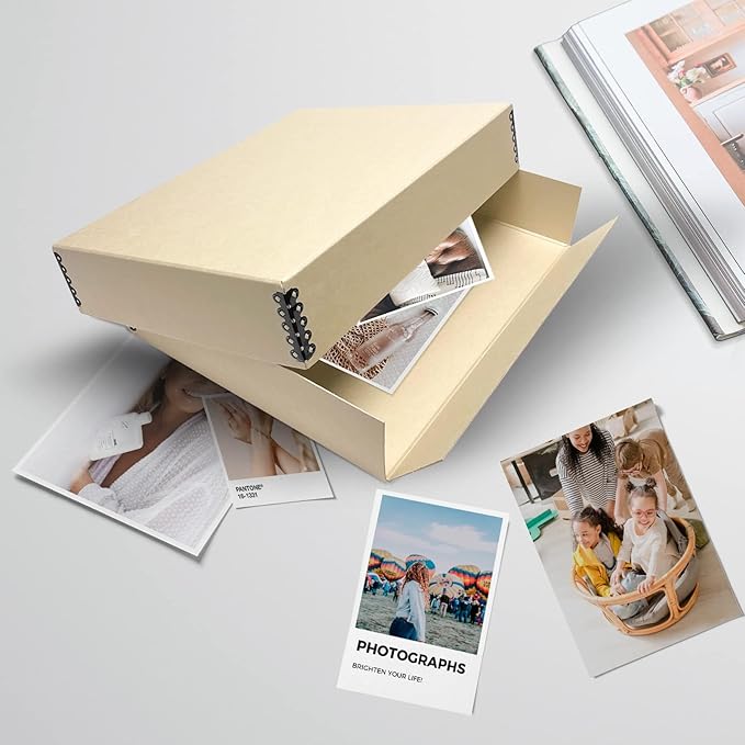Lineco Museum Archival Storage Box, 11.75x15.25x3 in. Drop Front Design. Acid-Free with Metal Edge. Organize Photos, Pictures, Prints, Documents, Crafts, DIY. Tan, 1 Pack - Image 6
