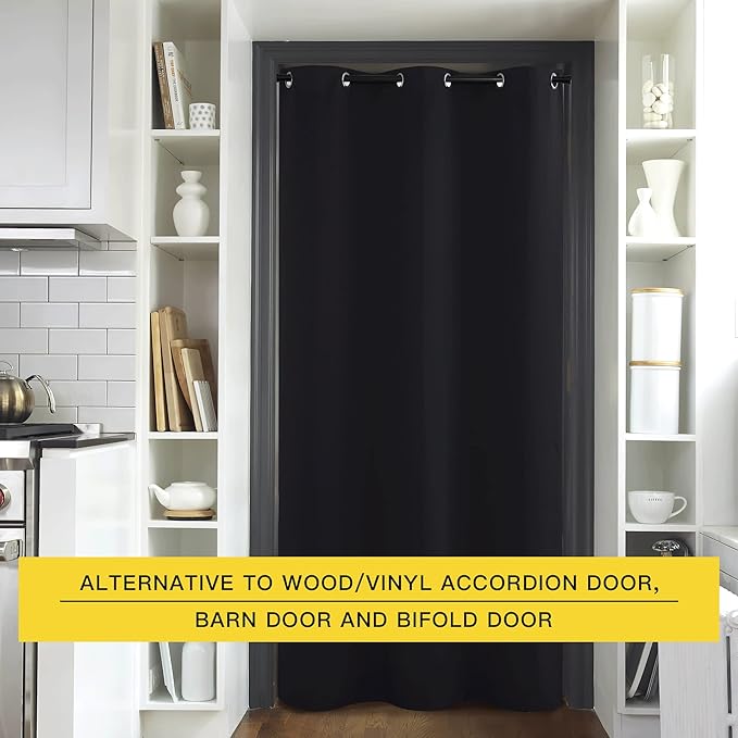 NICETOWN Halloween Door Divider Curtain for Doorway, Bedroom Closet Door Cover, Privacy Drape for Garage Window Bathroom Door Dressing Changing Fitting Decor (1 Piece, 8ft Tall x 5ft Wide, Black) - Image 4