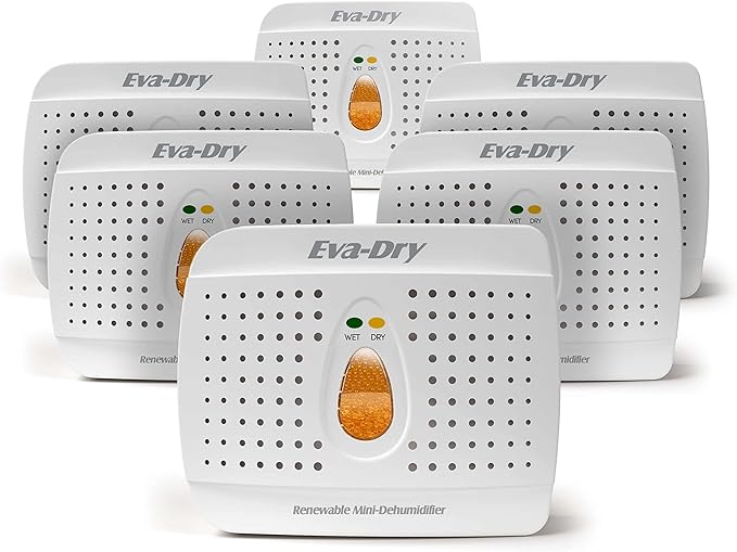 Eva-Dry E-333 (6-pack) Wireless Mini Dehumidifier. Top Moisture Absorber for Small Spaces. Rechargeable & Portable. Perfect for Pantries, Cars, RV & Gun Safes, Closets, & Travel. by EVADRY
