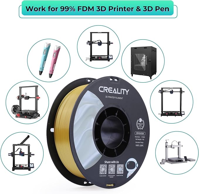 Creality Multi Color Silk PLA Filament, 3D Printer Filament 1.75mm, High Glossy and Smooth Silk Texture, Silk Shiny +/-0.02mm, 3D Printing Filament 1KG/2.2lb (Blue-Green) - Image 7