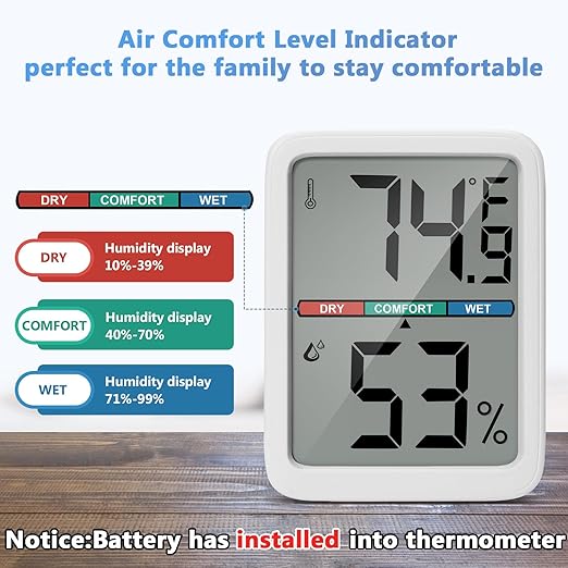 Digital Thermometer Hygrometer, Large LCD Screen Room Thermometer Temperature, Wall Thermometer Humidity Indoor with High Accuracy, Suitable for Greenhouse, Home and Office Measuring Devices - Image 2