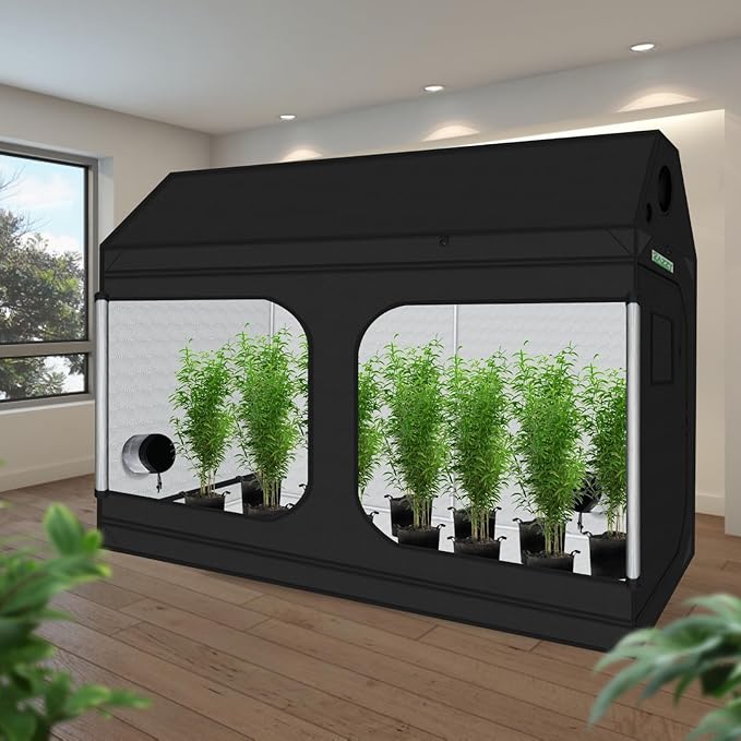 zazzy 4x8 Grow Tent, 96"x48"x72" Roof Cube Indoor Plant Grow Tents with Observation Windows, Lightproof Roof Cube Mylar Hydroponic Growing Tent with Floor Tray Plant Growth - Image 2