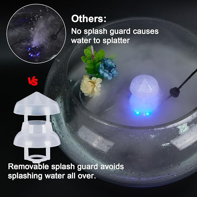FITNATE Mist Maker, 12 LED Mister Fogger Water Fountain Pond Fog Machine Atomizer Air Humidifier, ultrasonic Mist fogger with Splash Guard, Perfect for Halloween and Other Holidays - Image 3