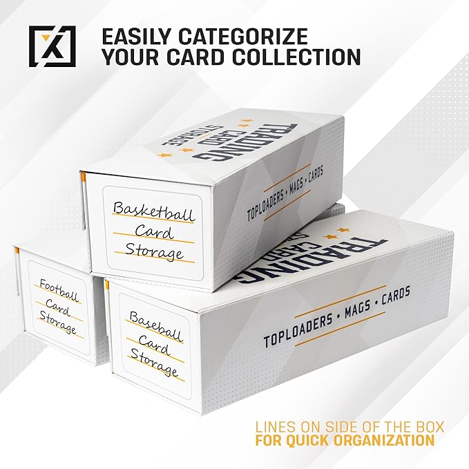 Easy Fold Trading Card Storage Box [3 PACK] Magnetic Lid | Toploader Storage Box Fits 800 Cards, 200 Toploaders, or 50 One Touch | Baseball Card Storage Box - Labels included - Image 4
