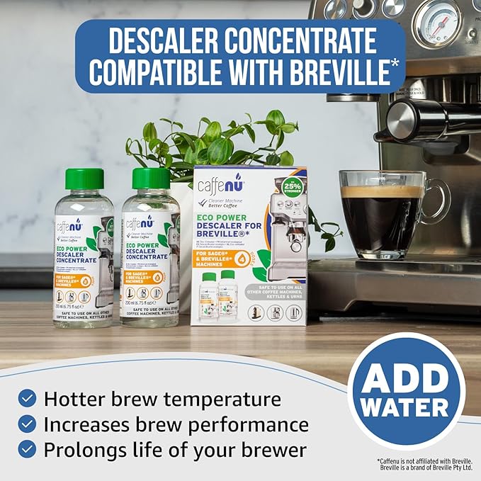Breville Compatible Descaling Solution. 2 Bottles of Descaler Solution. Descaling Kit Removes Limescale For Hotter Coffee. 4 Uses Descaler For Breville Coffee Machines. - Image 3