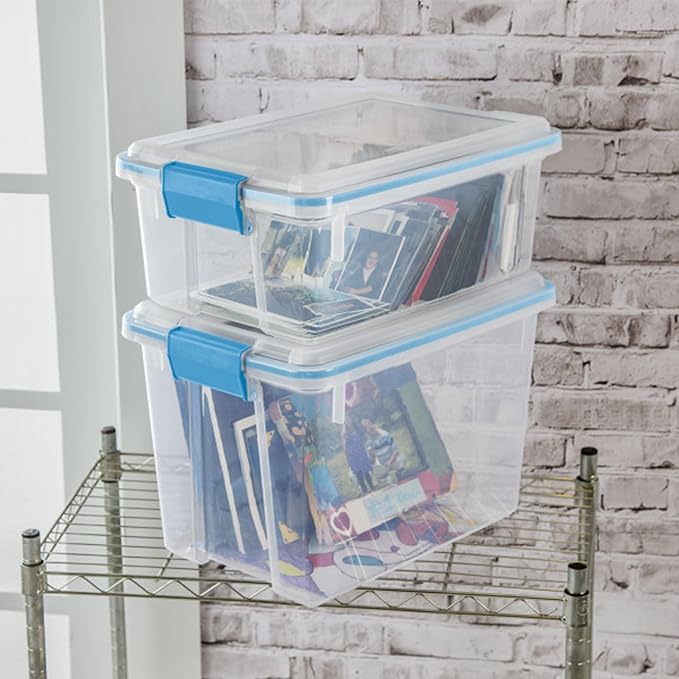 Sterilite 18-Pack Gasket Box, Weather-Resistant Storage Bins with Latching Lids, 20 Quart - Heavy-Duty Organizing Containers for Closet, Bathroom, and Office - Image 5