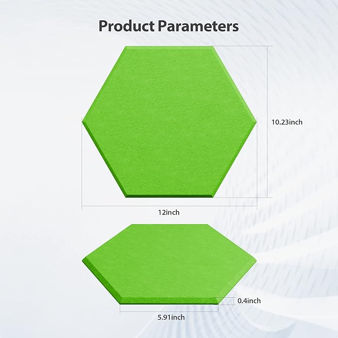 12 Pack Acoustic Panels Self Adhesive Sound Proof Foam, High Density Sound Acoustic Foam Panel, 12 X 10.23 X 0.4 Inch Hexagon Wall Panels in Home,Office,Reccording Room,Studio (Fruit Green) - Image 6