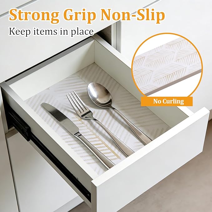 Drawer and Shelf Liner for Kitchen Cabinet, Cupboard, Desks, Pantry, Tool Box Hexagon Waterproof Non Adhesive Non-Slip Easy to Clean 12in X 120in - Image 4