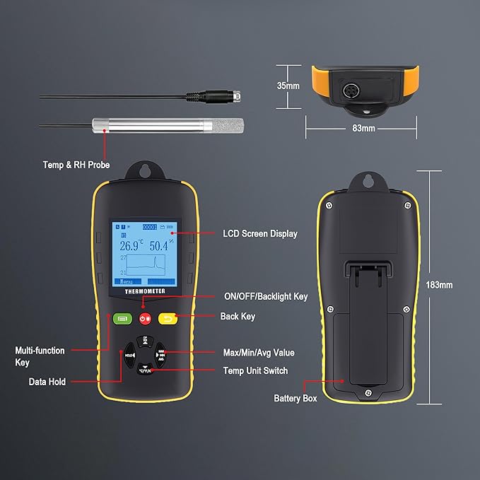 Tzone Temperature Humidity Data Logger USB Temp Recorder with Probe, Digital Dew Point Meter Wet Bulb Thermometer with Sound Alarm, Industrial RH Recording with Report for Lab HVAC Greenhouse Freezer - Image 8
