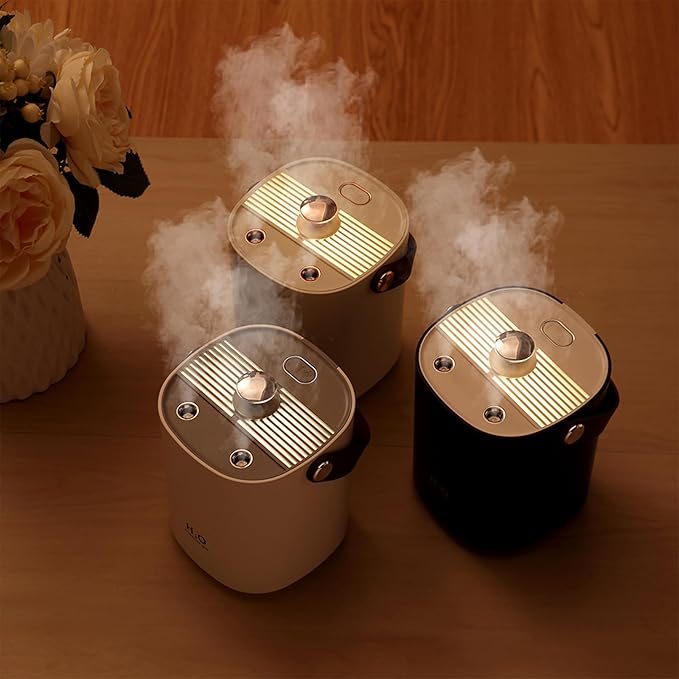 Humidifiers for bedroom,1.2L Portable Cool Mist Humidifiers Auto Shut-Off USB Desk Humidifier,with Warm Night Light and Dual Nozzle Design for Bedroom Travel Office（Blue） - Image 3