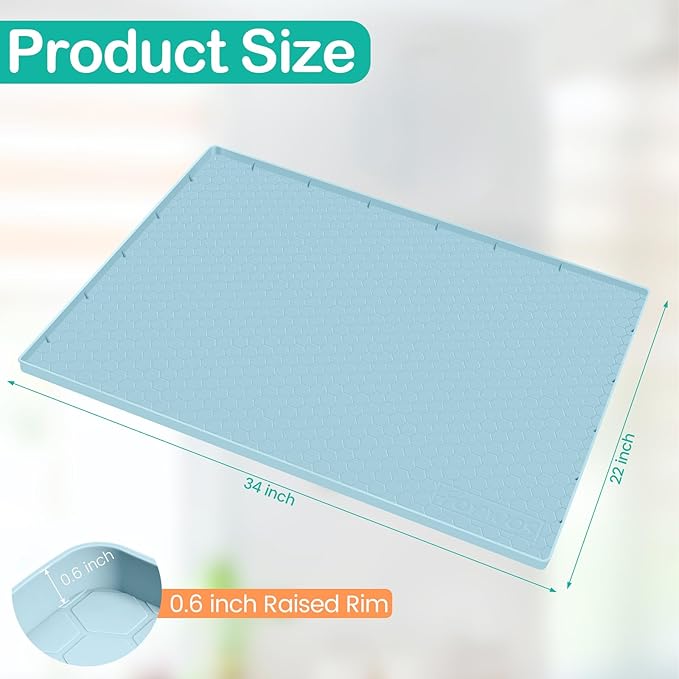 Waterproof Under Sink Mat 34" x 22", Silicone Cabinet Liner, Rubber Protector for Kitchen and Bathroom, Keeps Cabinets Clean, Dry, and Organized (Blue) - Image 2