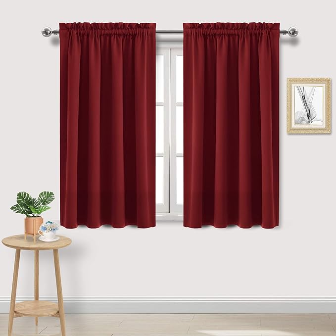 DWCN Christmas Burgundy Room Darkening Blackout Curtains - Thermal Insulated Privacy Energy Saving Window Curtain Drapes 52 x 54 inch Length, Set of 2 Bedroom Living Room Curtains by DWCN