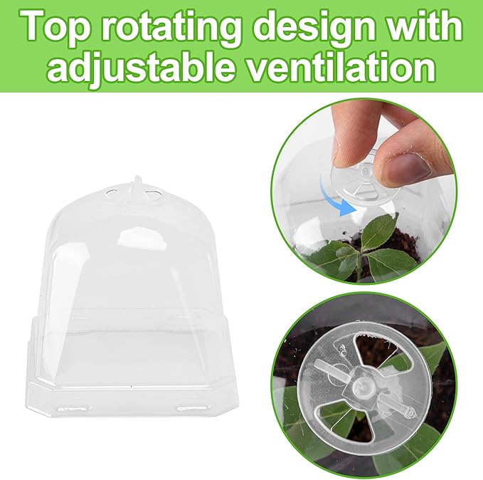 EBaokuup 10PCS Clear Plant Nursery Pots with Humidity Dome - 3" Plastic Gardening Pot with Labels, Durable Plastic Plant Container for Seedlings/Vegetables/Succulents/Cuttings - Image 3