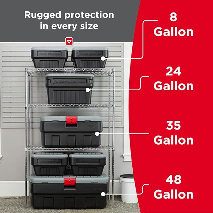 Rubbermaid ActionPacker 35 Gallon, Made in USA, Lockable Plastic Storage Bin with Lid and Wheels- Outdoor, Industrial, Rugged, Camping Gear and Truck Bed Storage - Gray and Black - Image 5