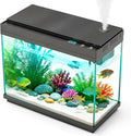 Smart Aquarium Fish Tank with Silent Water Pump, 2.4 Gallon Small Aquarium with Quick Start Kit, Temperature Display, Humidifier and RGB Lights, Perfect for Home, Office, and Decor, Black by Rechale