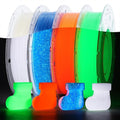 AMOLEN Glow in The Dark 3D Printer PLA Filament Christmas Bundle, Glow Filament Shiny Firefly Blue, Orange, Green and White, 1.75mm PLA Filament, Dimensional Accuracy +/- 0.02 mm, 200g X 4 Pack by AMOLEN
