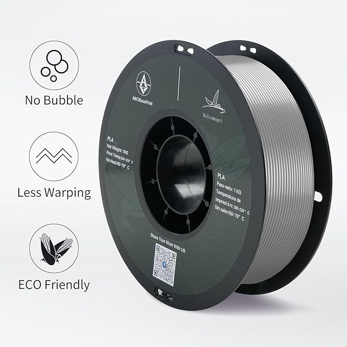 PLA 3D Printer Filament, Dimensional Accuracy +/- 0.02 mm, 1 kg Spool(2.2lbs), 1.75 mm，Grey - Image 3