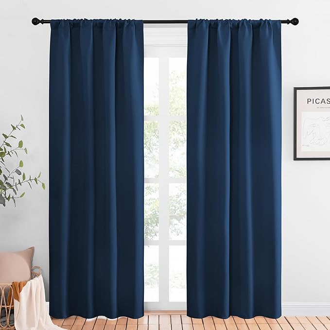 NICETOWN Blackout Curtains for Living Curtains, Moroccan Blue, 2 Panels, 42 by 84, Room Darkening Window Curtain Panels, Easy-Care Solid Thermal Insulated Draperies/Drapes for Daughter Room by NICETOWN