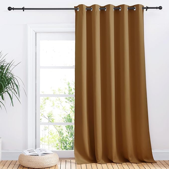 NICETOWN Sliding Door Curtains, Wide Thermal Blackout Patio Door Curtain Panel, Gold Brown, W70 x L95, Sliding Door Drapes/Draperies with Grommet Top by NICETOWN