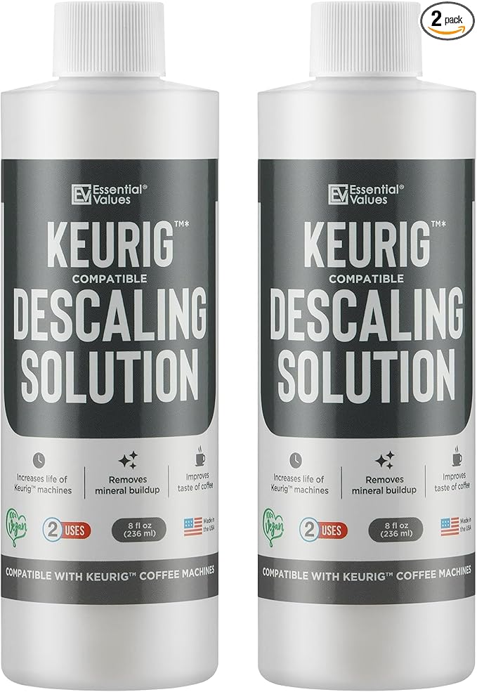 Essential Values Compatible with Keurig Descaling Solution - Specially Formulated for Keurig Descaler - Espresso Machine, Coffee Pot Cleaner - 12 Month Supply 2-Pack by EssentialValues