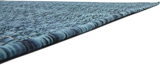 Unique Loom Collection Casual Transitional Solid Heathered Indoor/Outdoor Flatweave Area Rug (5' 3" x 8' Rectangle, Teal/Navy Blue) - Image 9
