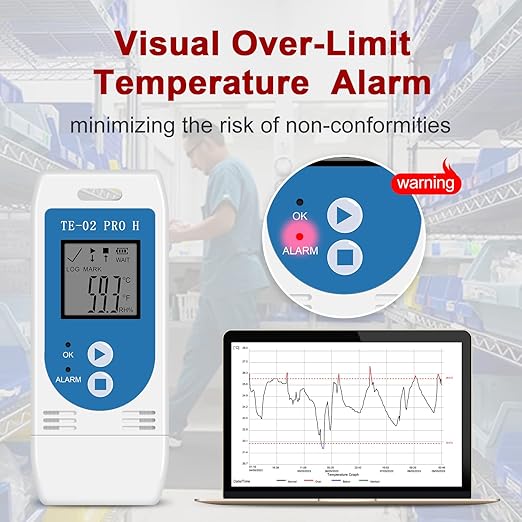 5 Pack TE-02 Pro TH Humidity and Temperature Data Logger, Temperature Mapping Data Logger, Auto CSV/PDF, Calibration Cert & Multi-Device Comparison for Cold Storage Mapping - Image 4