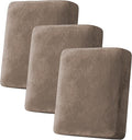 H.VERSAILTEX Velvet Stretch Couch Cushion Cover Plush Cushion Slipcover for Chair Loveseat Sofa Cushion Furniture Protector Seat Cushion Sofa Cover (3 Piece Sofa Cushion Covers, Mocha) by HVERSAILTEX