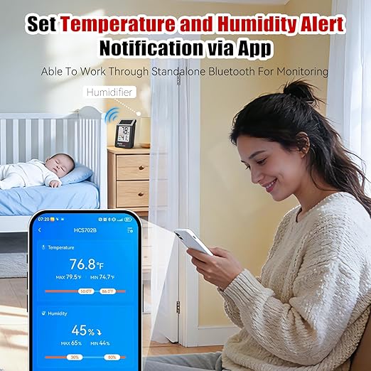 BaldrTherm Bluetooth Thermometer Wireless, Smart Thermometer with App Control, 200ft Coverage, Offline Storage, Trend Charts, Real-Time Alerts for Home, Pet Cage, Indoor/Outdoor Use, Black, 3pack - Image 4