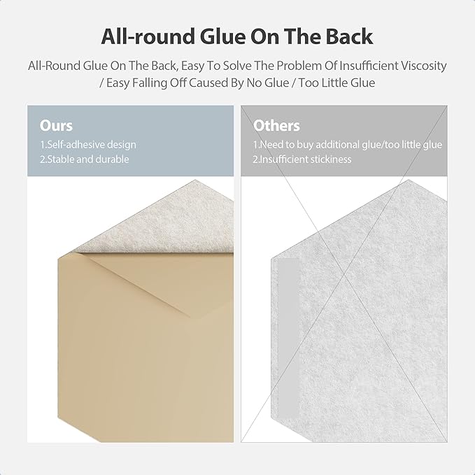 12 Pack Acoustic Panels Self Adhesive Sound Proof Foam, High Density Sound Acoustic Foam Panel, 12X10.23X0.4 Inch Hexagon Wall Panels in Home,Office,Reccording Room,Studio(Beige) - Image 4
