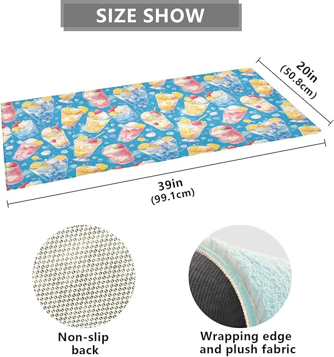 Summer Drink Cool Ice Blue Decorative mats for Bathroom Non Slip Anti-Mold Rug for Bathroom for Living Room Accessories 39x20in alfombra para ba?o - Image 3