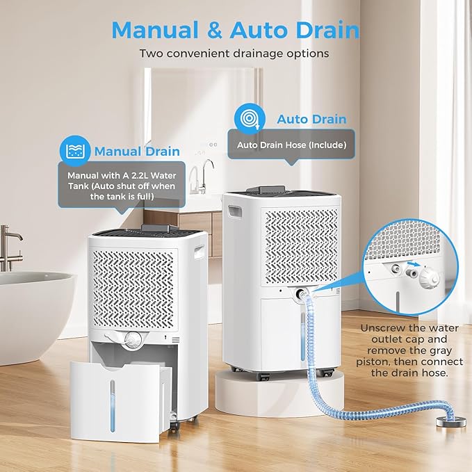 4000 sq.ft Dehumidifier for Basement, Trazico 45 Pint Dehumidifiers for Home with Drain Hose, Smart Humidity Control, 24H Timer, Auto Defrost, Ideal for Large Room, Bathroom, Bedroom, Garage, Black - Image 3